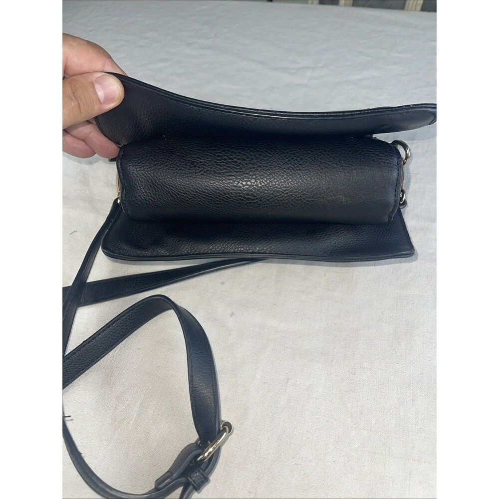 Gussaci Black Crossbody Bag Studded Flap Purse Knot Charm Vegan Leather Medium - Picture 5 of 11